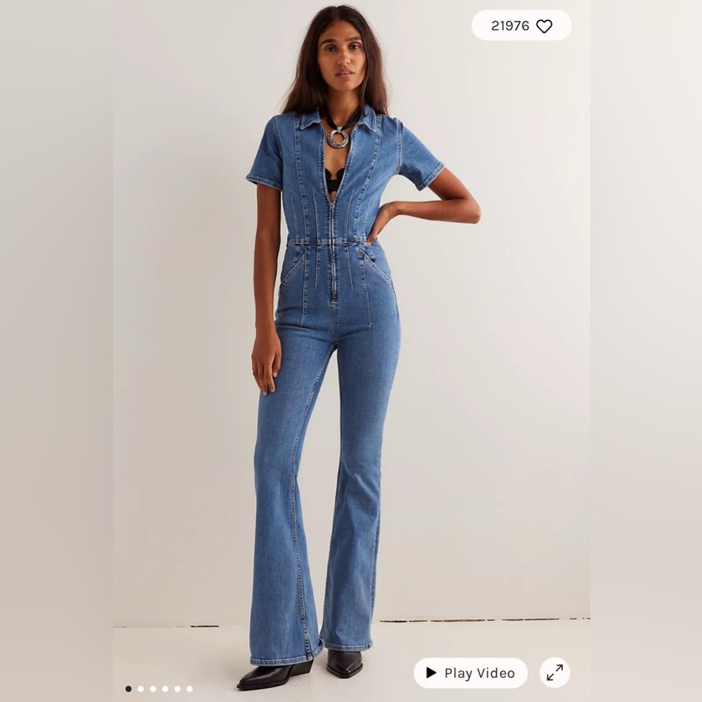 Free People Denim jumpsuit